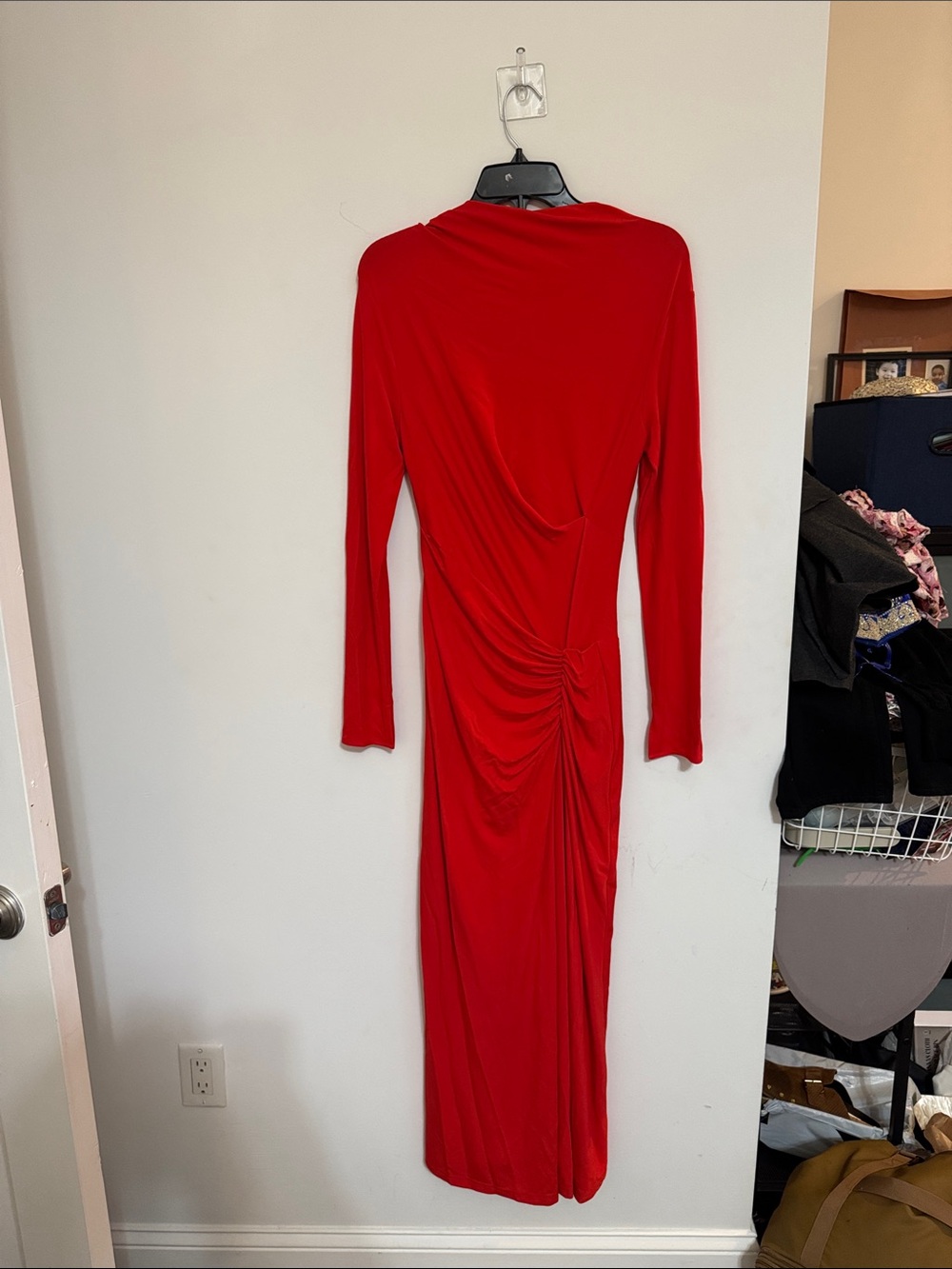 NWT Simkhai Ferrera Red Ruched Long-Sleeve Dress Sz 4 - Picture 3 of 9
